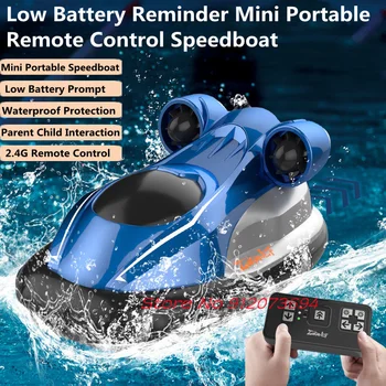 Alacsony akkumulátor Emlékeztető Mini hordozható távirányító Motorcsónak Játék játék 2.4G szülő-gyermek interakció Egy kulcsfontosságú gyorsulás RC hajó