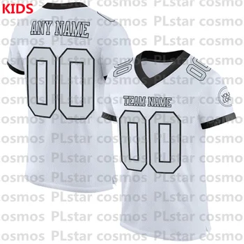 Egyéni fehér ezüst-fekete háló Autentikus futballmez 3D nyomtatott gyerek futballmez Fiú felsők lány pólók
