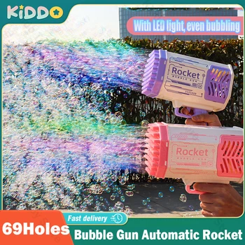69Lyukak Bubble Gun automata buborékok gép Rakétapisztoly indító Forma fúvó Szappan játékok gyerekeknek Party kellékek Karácsonyi ajándékok